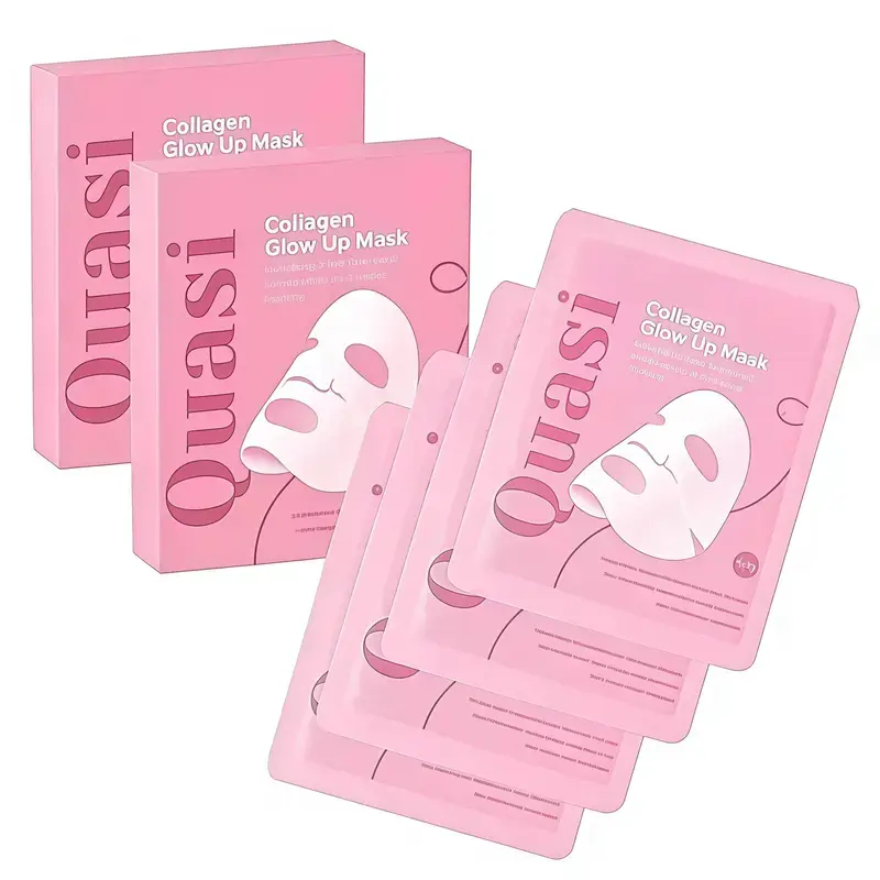 Quasi Collagen Glow Up Mask 2.0, Quasi BioCollagen Face Mask, Firm Skin Deep HydratingMasks for Wrinkle Reduction and PoreMinimization - Glow like Glass Skin