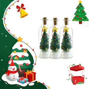 Retro 1 Pack Wireless Recordable Christmas Tree Message in a Bottle Ornament, Voice Recording & Playback Glass Keepsake with Snowy Landscape, Festive Home Holiday Party Decor Gift