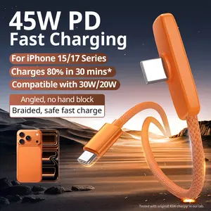 45W ultra-fast charging gaming cable—doesn’t obstruct hands while gaming; compatible with Apple 15/16/17 data cables; suitable for convenient office chargers and convenient iPhone tablets chargers; compatible with Samsung; available in packs of 1, 2, or 3