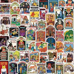 Cartoon Ghost Story Pattern Sticker (60pcs/set), Vintage Decorative Sticker, DIY Waterproof Decals for Phone Case, Water Bottle, Laptop, Scrapbooking, Ornaments