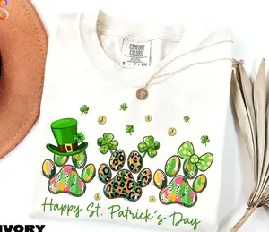 Happy St. Patrick's Day Shirt, Paw Sweatshirt, Gift For Lover, Lucky Dog Sweater, Mom Tee,  T-Shirt