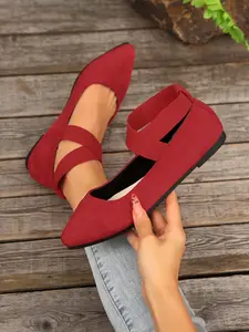 Women's Solid Color Suede Flat Shoes, Casual Comfortable Breathable Shoes for Daily Wear, Lightweight Breathable Shoes for Women & Girls, Running, Casual Flats