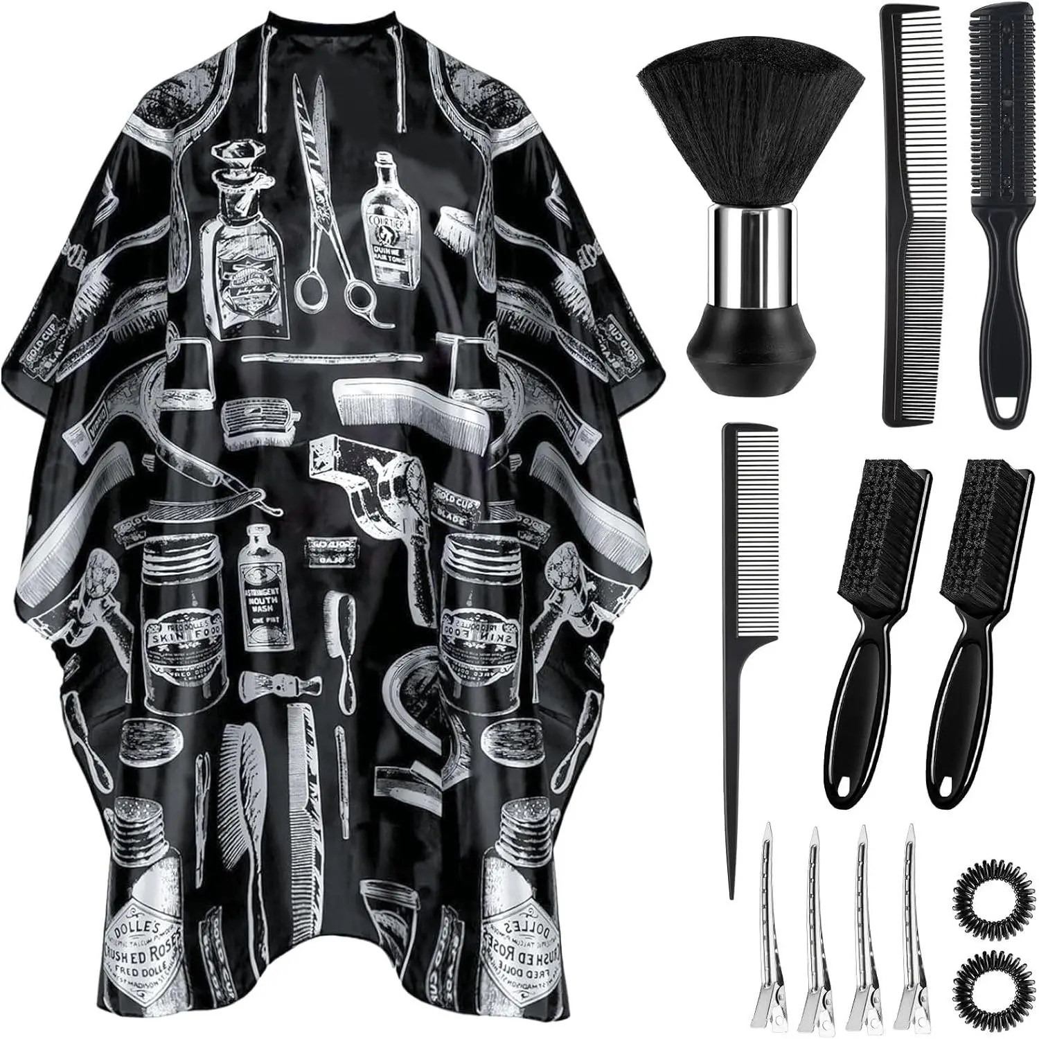 Barber Cape 13 count with  Duster Brush, Barber Accessories, Hair  Cape 63" x 55" - Adjustable, Extra Long Professional for Men/Adults/Barber/Salon/Clients//Women/