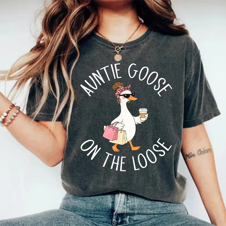 Funny Aunt Silly Goose T-shirt - Sweatshirt - Hoodie, Favorite Auntie Gift, Auntie Goose On the Loose Shirt, Pregnancy Reveal Gift For New Aunt Tee, Funny Goose Tee