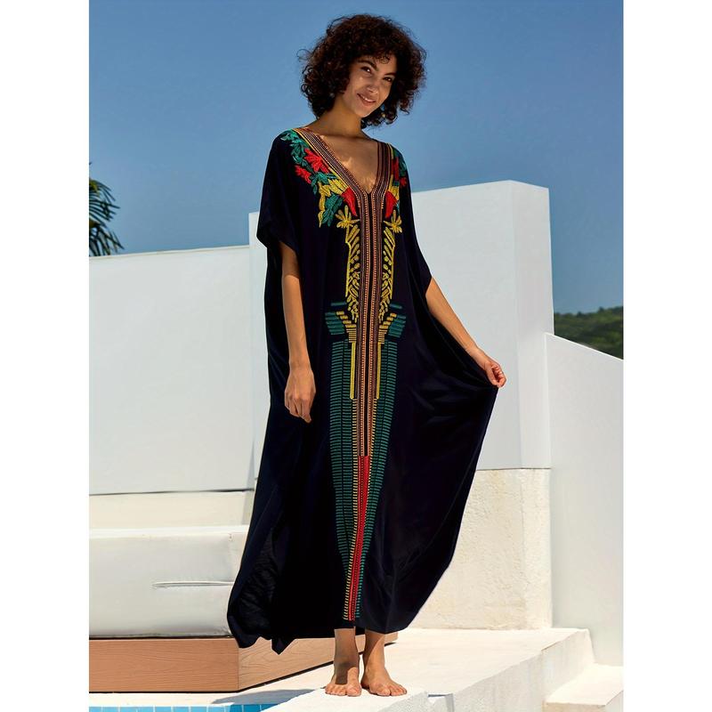 Moroccan Kaftan Dresses For Women Plus Size Caftans Loungewear Embroidered Beach Kaftan Cover Up Mumu House Dress
