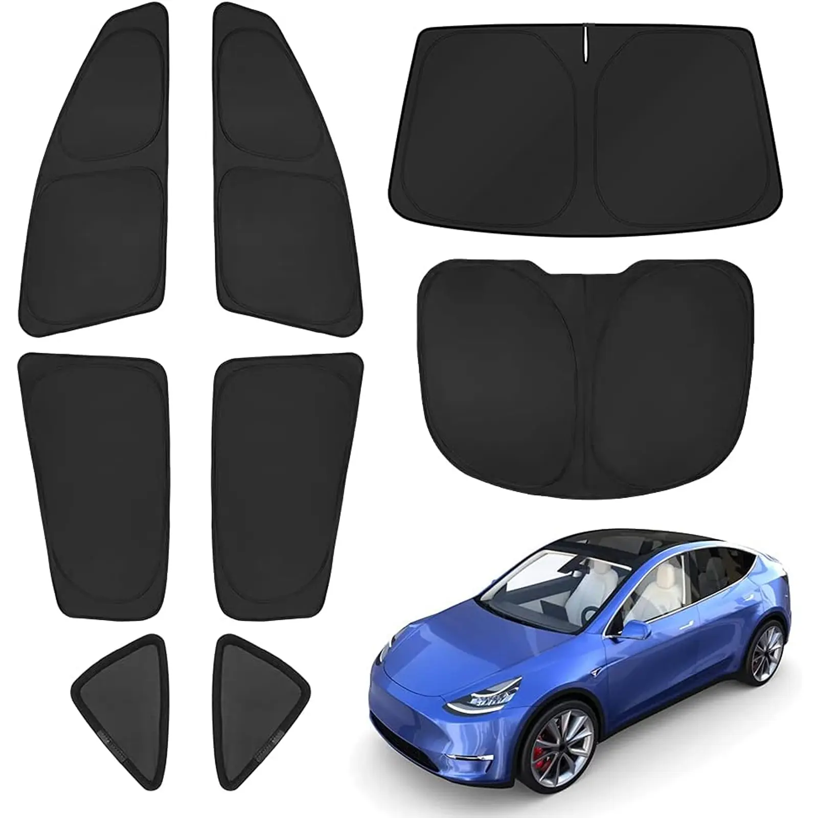 Window Privacy Sunshade for Tesla Model Y Accessories 2020-2024 Windshield Rear Side Window Full Set Car Sun Shades Blocks UV Rays Keeps Your Vehicle Cool Foldable 8PCS(Not for Juniper)