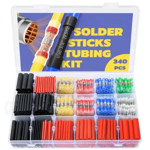 340 count Solder Seal Wire Connectors with Heat Shrink Tubing Kit - Solder Sticks Wire Terminals  Electrical Connectors and 3:1 Shrinking Tube for Marine,Automotive,Wiring Projects