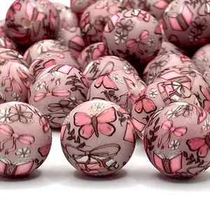 Books Bows & Butterflies Printed Silicone Beads