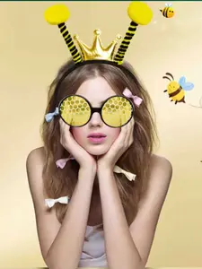 Bee Headband & Glasses Set for Parties, Performance Accessories, 2-Piece Festival Costume Accessory Kit, Unisex Fashion Jewelry