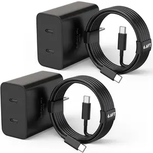 45W USB C Fast Charger for Samsung,2Pack Dual Port USB C Charging Block with 6.6Ft USBC to USBC Charger Cable Fast Charging for Samsung Galaxy S25,S25 Ultra,S25+,S24 Ultra,S24,S24+,S23,S22,S21,S20