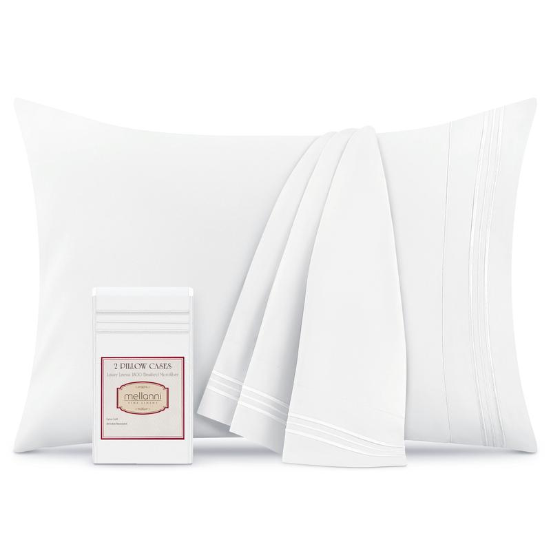 Mellanni Iconic Collection Set of 2 Pillowcases Hypoallergenic Microfiber Easy Care Wrinkle Fade Resistant Durable Bedding Accessories