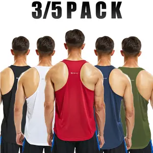3/5 Pack Men's Breathable Quick Dry Workout Tank Tops Fitness Bodybuilding Sleeveless T Shirts Gym Muscle Stringer Shirts Beach Sport Basketball Vests Compression Running Exercise