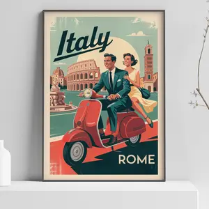 Italian Rome Poster Print, Travel Posters From Around the World, Vintage Wall Art, Unframed High-Quality Poster, Decorative Home Decoration