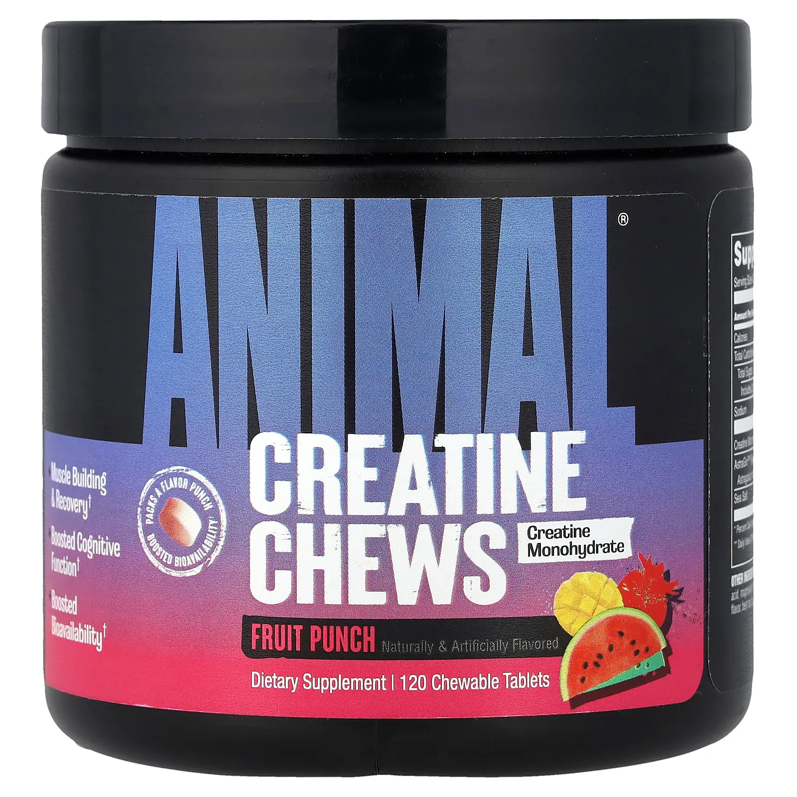 Animal Creatine Chews, Fruit Punch, 120 Chewable Tablets