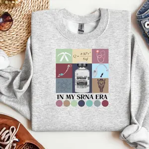 In My SRNA Era Aesthetic Soft Crewneck Sweatshirt SRNA Gift, Sweatshirt for Grad Gift Nurse Anesthetist TO Menswear Festive