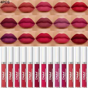 4-Piece Velvet Matte Lipstick Set, Fast-Drying Liquid Lip Gloss, Long-Lasting Moisturizing, Moisture, Hydrate, Non-Sticky, Rich Shade, Hydrating