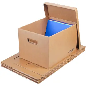 Archival Boxes (4-Pack) - 3-Ply Side, Kraft Board, Ready-To-Assemble with Handles and Lids for Files and Photo, Legal/Letter Size 12x16x10 Inches