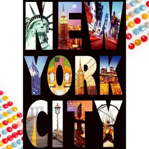 5D DIY Full Drill Round Diamond Painting - Diamond Art Kit New York Night View Mosaic, Canvas - DIY Wall Decor, Home Wall Decoration, Suitable for Halloween and Christmas, Birthday and Anniversary Gifts, Diamond Painting Kits