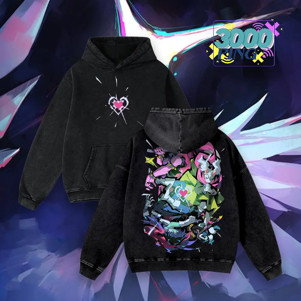 Deltarune Heroes Vintage Wash Hoodie, Indie RPG Gamer Graphic T-Shirt, Retro Acid Wash Sweatshirt, Dark World Fantasy Art, Magical Heart Soul Emblem Fan Gift, Unisex Streetwear Cotton Apparel