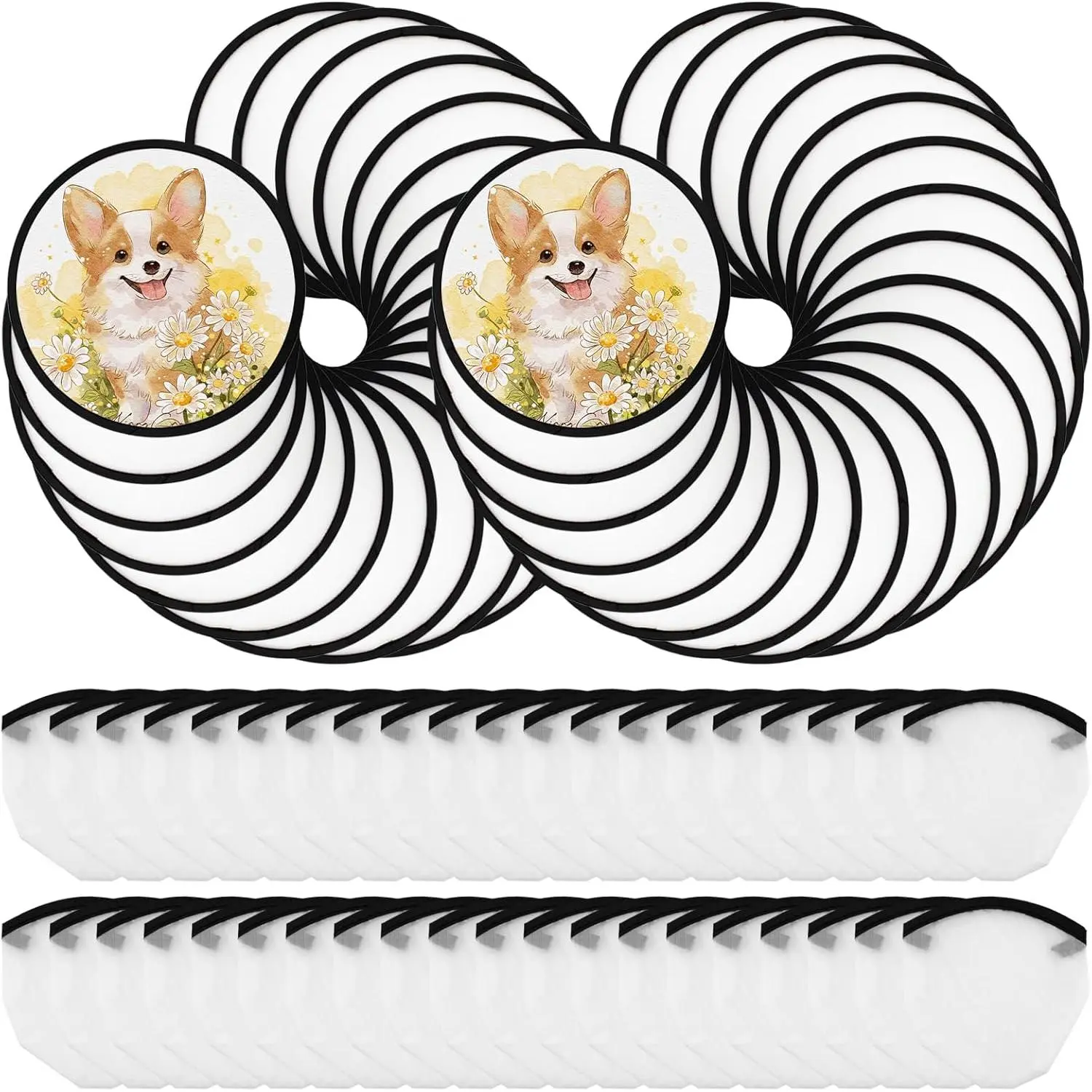 40 count Sublimation Fans Blank, 9.8 Inch Foldable Flying Disc Fans, Sublimation Fan Blanks for Party Outdoor Activity DIY Gifts (Black Egde)