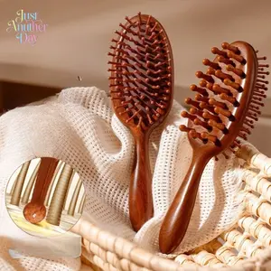 Double-Sided Sandalwood Air Cushion Massage Comb, Anti-Static Scalp Massager for Hair Volumizing and Detangling, Ideal for Women