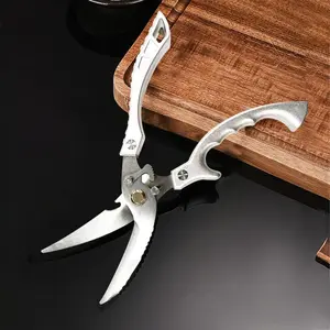 Stainless Steel Kitchen Scissors - Multi-Purpose Sharp Poultry Scissors for Vegetables Fish & Chicken Bones Dishwasher Safe Essential Cooking Tool