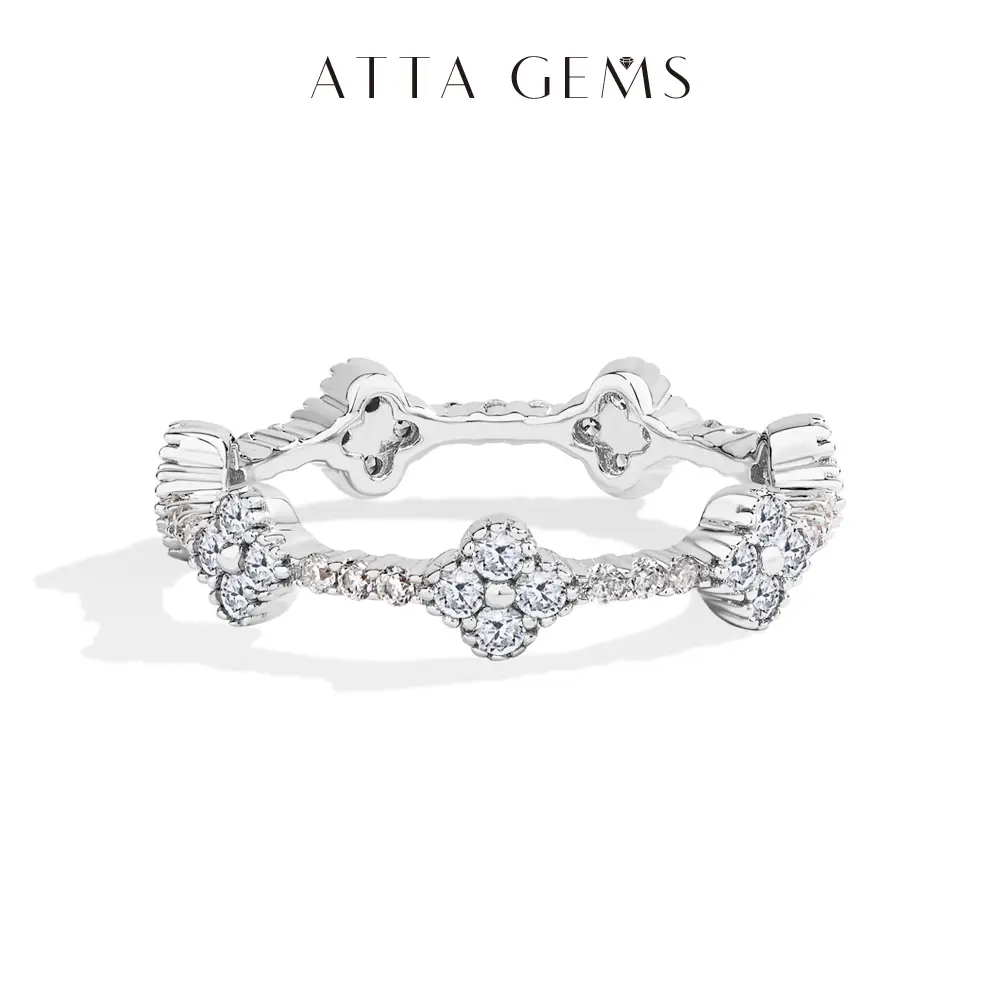 Eternity D VVS1 Color Synthetic Round Moissanite Rings for Wome 925 Sterling Silver Engagement Wedding Classic Rings Party Gift Fine Jewelry New R261