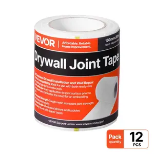 VEVOR Drywall Mesh Tape, 5.91 inch Wx 98.43 ft L Self-Adhesive Fiberglass Drywall Joint Tape, 12 Rolls Dry Wall Patch for Easy Sheetrock Ceiling Crack Repair, to Achieve Smooth Even Wall Surface