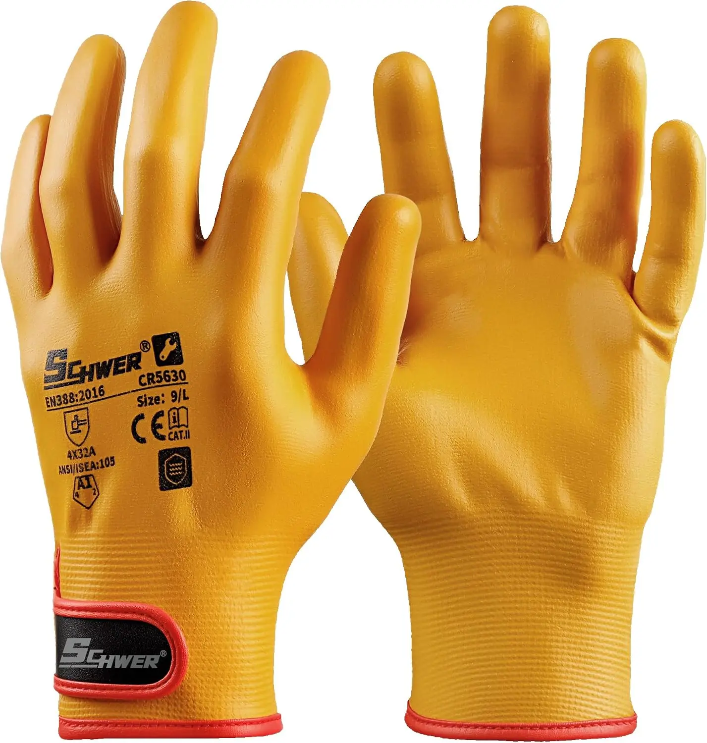 Schwer 2 Pairs Tech-Leather Seamless Work Gloves - Seamless Fit, 3D Comfort, Lightweight Flexibility, Odorless Non-Slip Grip, Windproof Durability for Auto Repair, Gardening (CR5630)