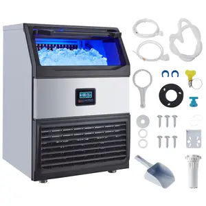 【GARVEE】Commercial Ice Maker, 265lbs/24H Production, 55lbs Storage, Quiet & Energy-Saving 580W Compressor, Produces 126 Cubes of Ice in 15 Minutes, for Home, Bar, Cafe, Restaurant