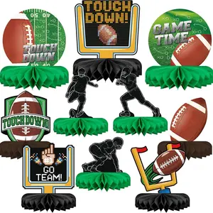 DIYDECTK 10PCS Football Party Decorations Football Table Centerpiece Football Honeycomb Centerpieces Table Toppers for Football Birthday Party Football Game Party Supplies