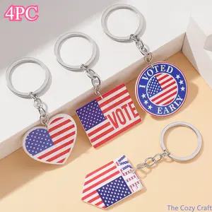 4th Of July Independence Day Patriotic American Flag Heart LOVE Letter Keychain Unisex Trendy Bag Charm Pendant Casual Daily Holiday Party Fashion Accessory