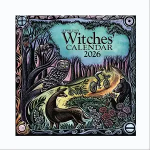 2026 Witches Calendar, Enchanting Year-Round Witchcraft-Themed Occult Art Design, Doodle Typography Calendar, Perfect Gift for Halloween and Festive Seasons