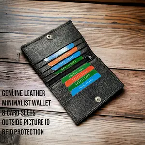 Leatherboss Slim and compact Card Holder with 8 card slot and a snap closure New