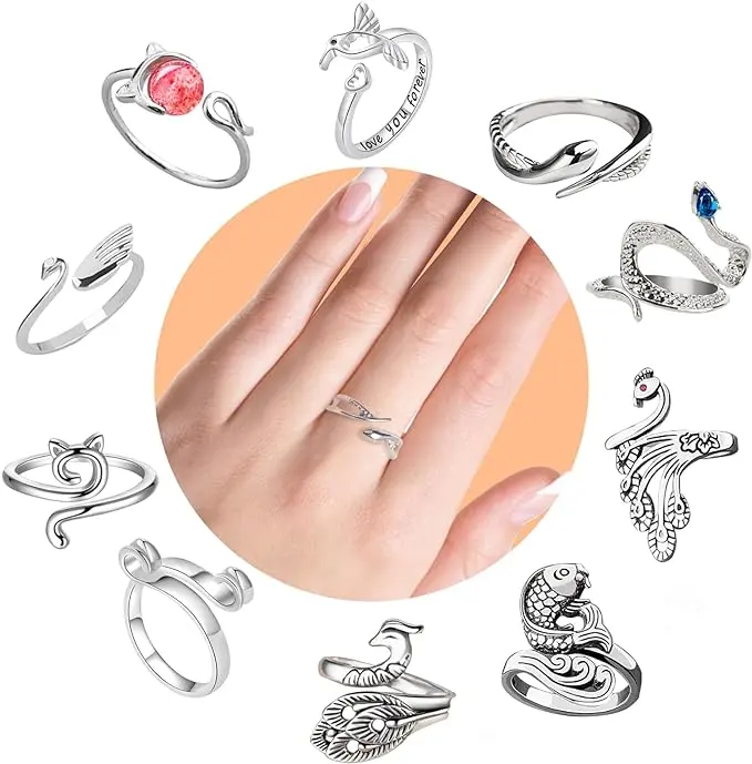 10 PCS Crochet Yarn Ring Tension Rings for Finger, Adjustable Crochet Companion Ring for Finger Yarn Guide Knitting Loop Rings for Crochet Projects