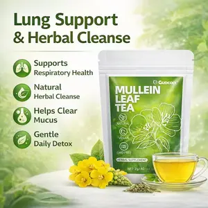 Gudcoix Pure Mullein Leaf Tea - Herbal Supplement for Breathing Support Natural Vegan GMO Free 40 Tea Bags for Lung Wellness Beverage