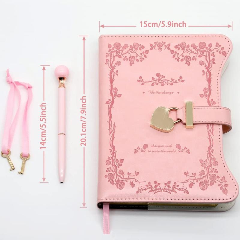 1PC Diary with Lock and Keys for Gift ldeas, 360Gold Edged Pages Jourmal for Women, B6 RefillableNotebook for Writing with Pen and Bookmark, Portable Notebook