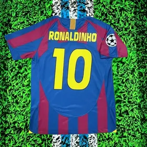 2005 2006 Home No.10 Ronaldinho Retro ShortSleeves soccer jersey