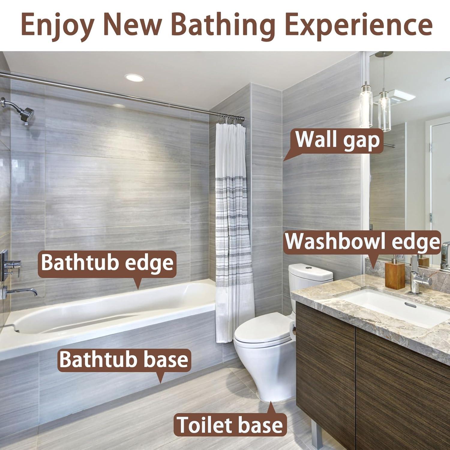 Caulk Tape, Toilet Caulk Strip Waterproof, Traditional Caulking Replacement, Caulking Sealant Tape for Kitchen, Sink, Bathroom, Countertop, Shower, Bathtub Edge Protector (3.2m) Brush