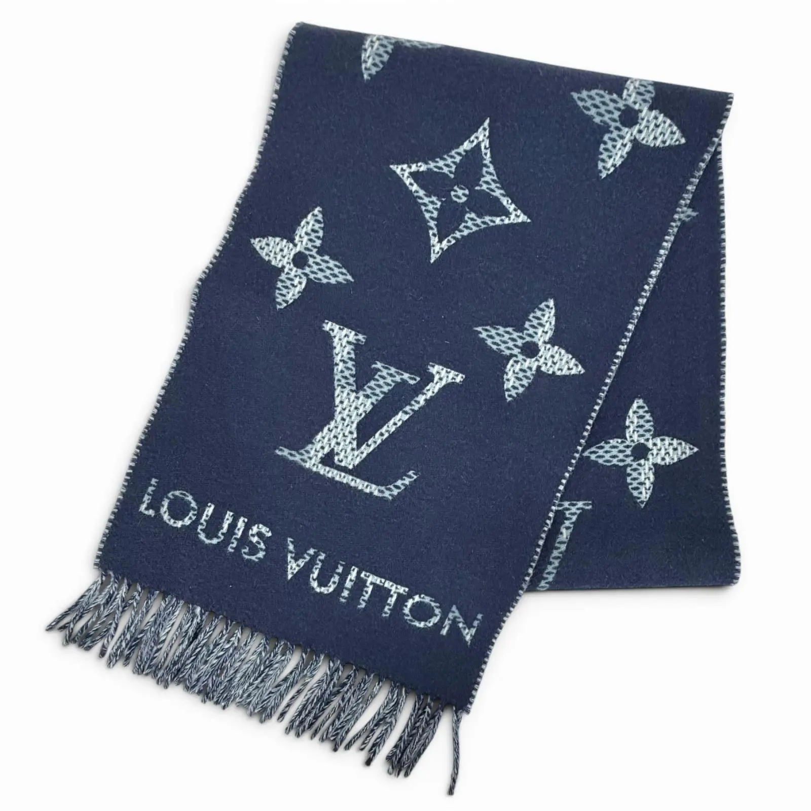 Pre-owned Louis Vuitton Cashmere Small Leather Goods Monogram Check Scarf