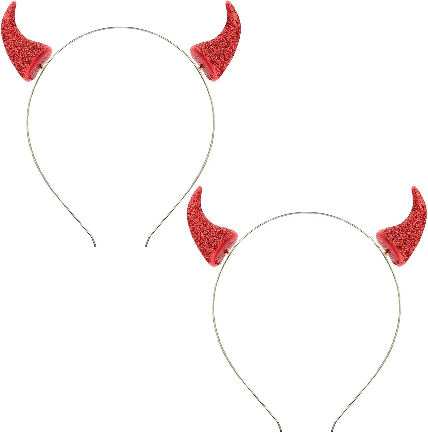 2 Pcs Halloween Devil Horns Headband Red Demon Vampire Cow Ears Hair Hoops Bands Headpiece Hairband Women Christmas Wedding Holiday Festival Baby Shower Cosplay Dress Up Birthday Party Accessories