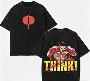 Omni-Man Nolan Grayson Viltrumite Superhero Graphic Tee, Vintage Animated Washed Heavyweight Cotton Oversized Shirt, Invincible Comic Gothic Y2K Streetwear Hip Hop Casual Daily Fan Merch Short Sleeve Top For Unisex Men
