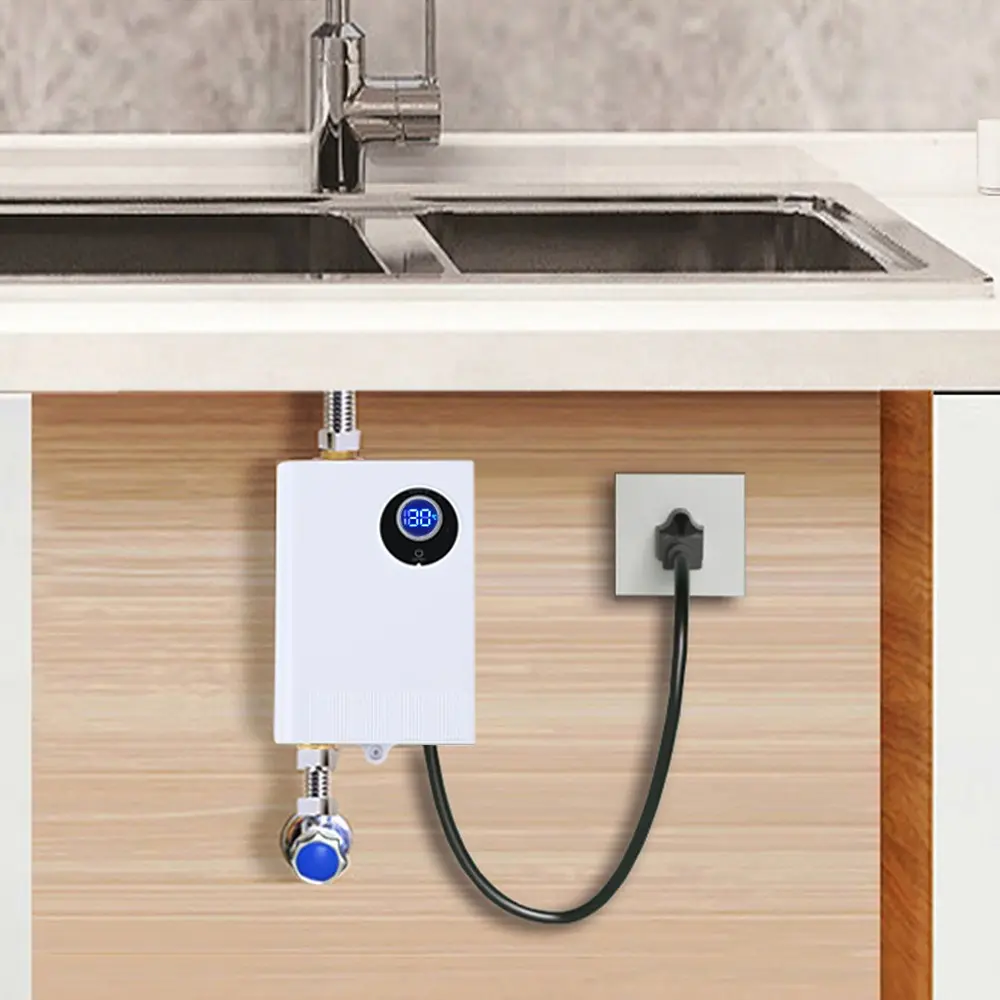 Tankless Water Heater Electric 110V, 3000W Instant Water Heater Under Sink, On Demand Hot Water Heater Electric with Digital Display, Electric Mini Water Heater for Washing Hands with Slow Flow Rate Water Warmer Appliances