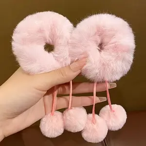 New cute headgear Mao Mao ball hair band super sweet women's double ponytail hair rope ball head autumn and winter versatile headrope hair accessories