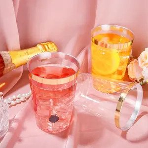 Elegant Plastic Wine Glasses, 3pcs/20pcs/100pcs, Perfect for Parties, Weddings, Thanksgiving, Christmas, Festival Party Tableware, Disposable Cocktail Cups