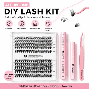 【BUY 1 GET 1 FREE】 Lash Clusters Kit,2 Set Mixed Length Individval Eyelash Extensions Kit,Self Grafting False Eyelashes with Tweezers&Glue&Remover,Prefessional Eye Makeup Accessories for Women