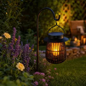 Solar Flame Lantern Outdoor Lights, Flickering Flame Garden Light – Solar & USB Dual Charging, IP65 Waterproof Solar Garden Lights Outdoor for Balcony, Patio, Yard – Create a Warm & Cozy Night for Mom, #summervibes summergarden#SummerWins #DealsForYouDays