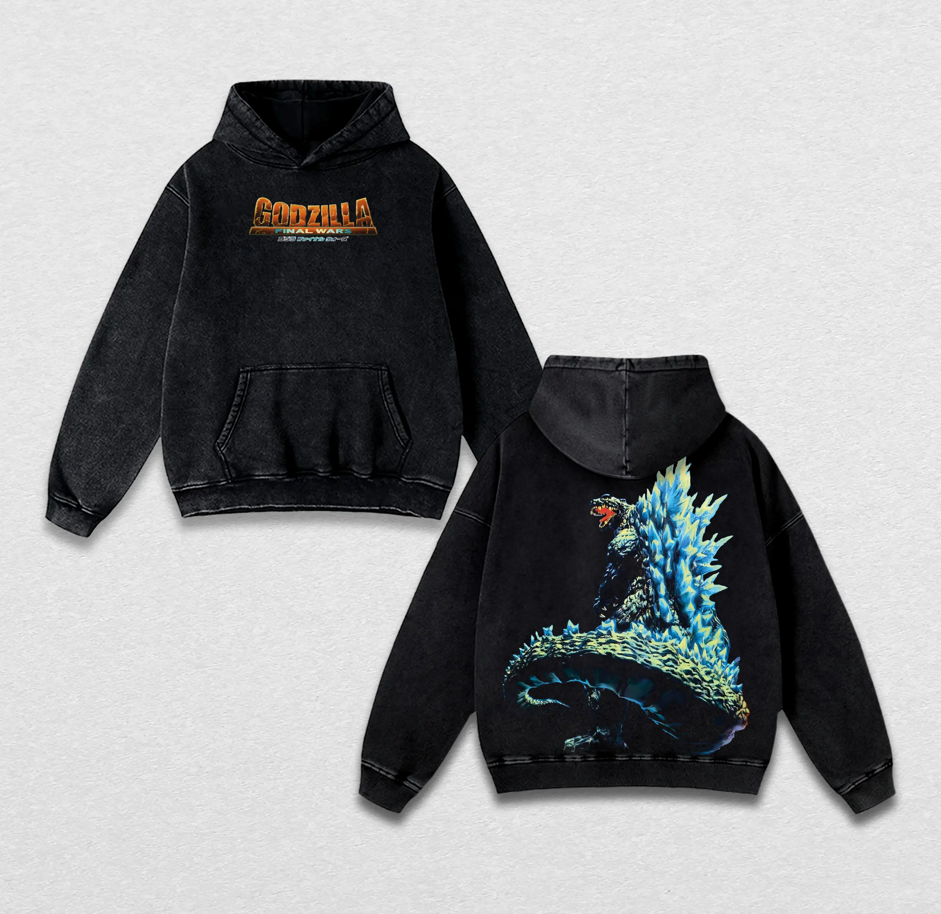 Godzilla Final Wars Vintage Washed Hoodie & T-Shirt – Retro Oversized Graphic Streetwear Top | Classic Cotton Movie Shirt for Fans & Collectors | Seamless Designer Menswear Gift