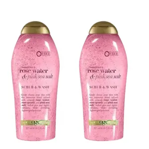 OGX Pink Sea Salt & Rosewater Gentle Soothing Body Scrub, 19.5 Fl oz (Pack of 2)