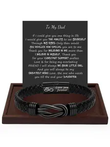 Men's Vintage Braid Design Leather Bracelet with Gift Card, Fashionable Jewelry for Party, Daily Clothing Decor, Trendy All-match & Exquisite Jewelry for Birthday Gift